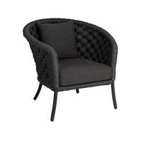 Alexander Rose Cordial Wide Rope Curved Top Lounge Chair - Dark Grey, Kvadrat Storm