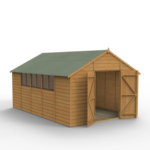 Forest Garden 10x15 Shiplap Dip Treated Apex Shed With Double Door (Installation Included)