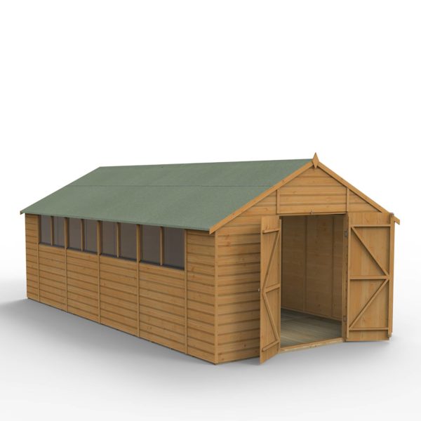 Forest Garden 10x20 Shiplap Dip Treated Apex Shed With Double Door (Installation Included)
