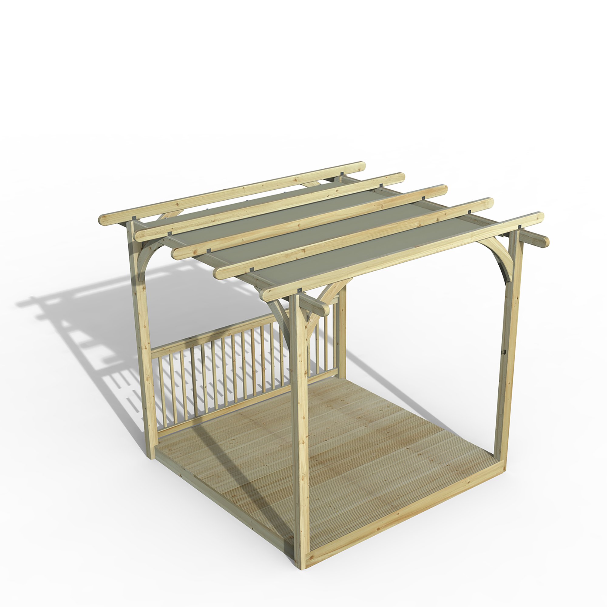 Forest Garden 2.4 x 2.4m Ultima Pergola and Decking Kit with 1 x Balustrade and Canopy