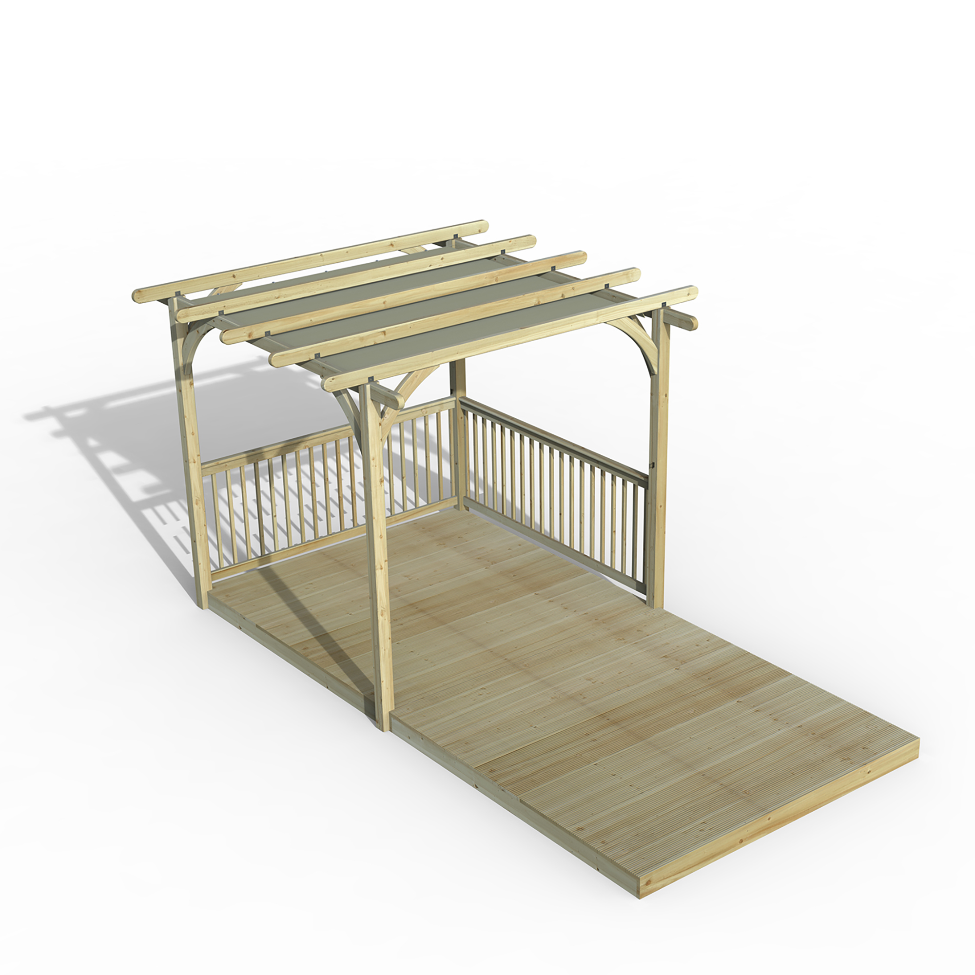 Forest Garden 2.4 x 4.8m Ultima Pergola and Decking Kit with 2 x Balustrade and Canopy