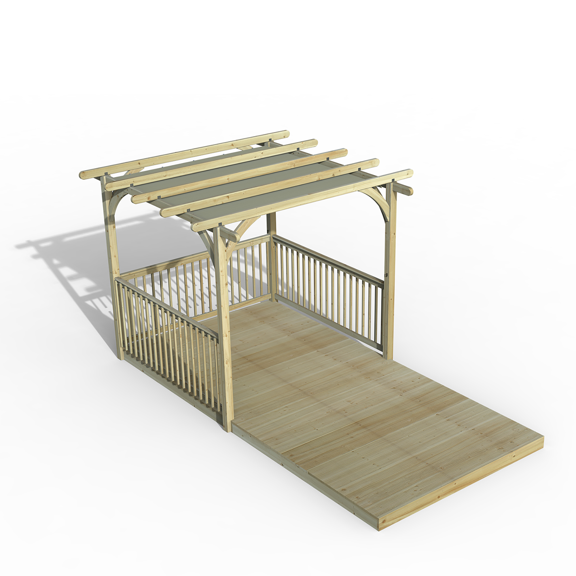 Forest Garden 2.4 x 4.8m Ultima Pergola and Decking Kit with 3 x Balustrade and Canopy