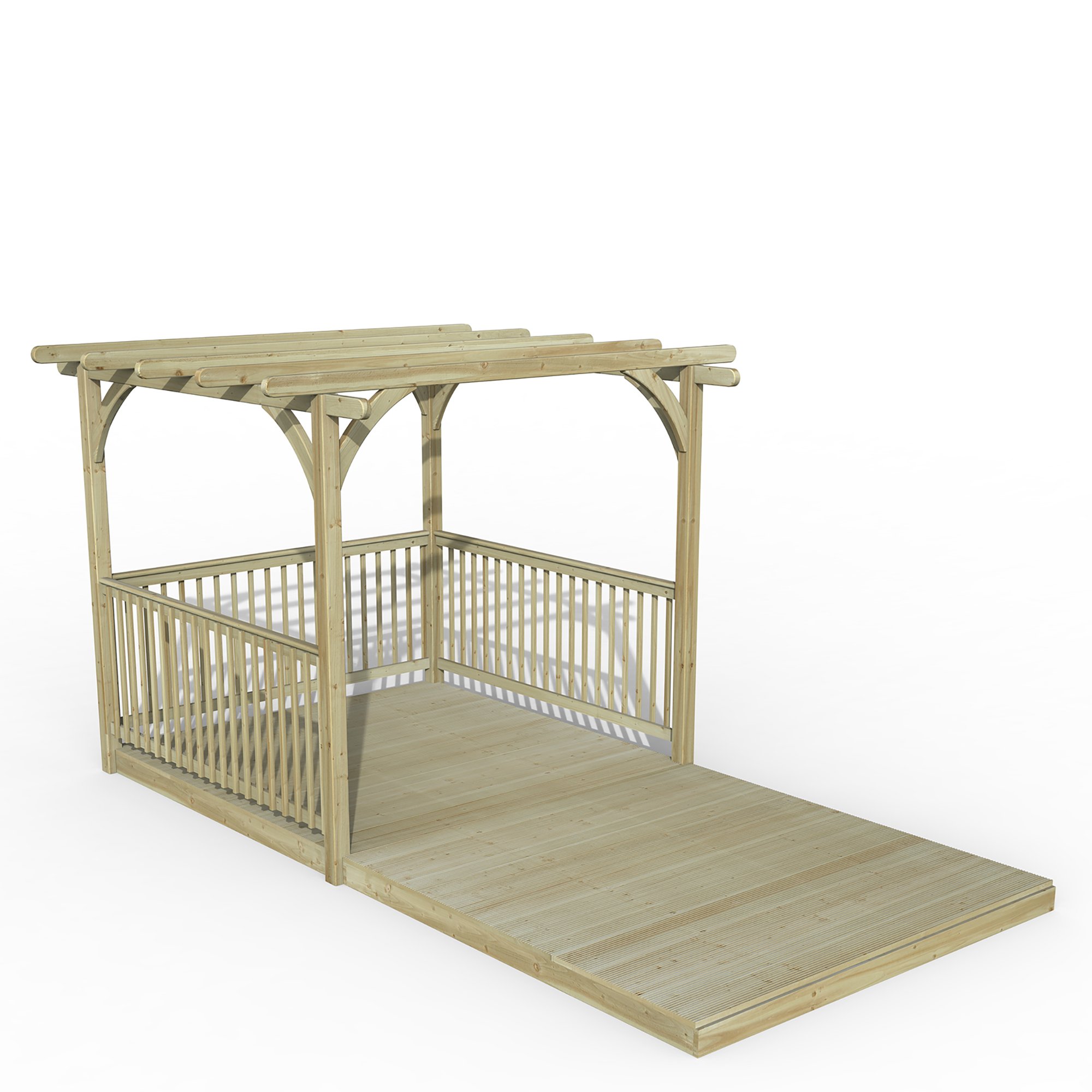 Forest Garden 2.4 x 4.8m Ultima Pergola and Decking Kit with 3 x Balustrade