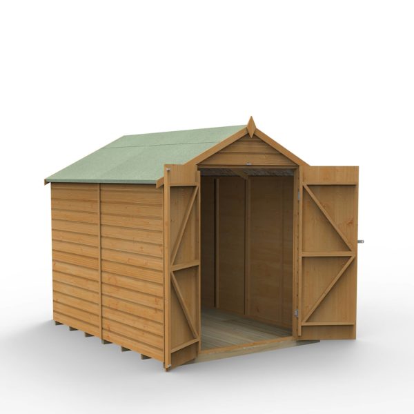 Forest Garden 6x8 Shiplap Dip Treated Apex Shed With Double Door (No Window)