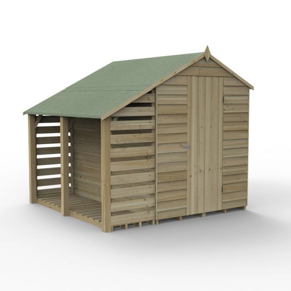 Forest Garden 7x5 4Life Overlap Pressure Treated Apex Shed with Lean To (Installation Included)
