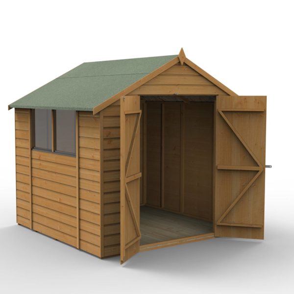 Forest Garden 7x7 Shiplap Dip Treated Apex Shed With Double Door (Installation Included)