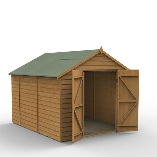 Forest Garden 8x10 Shiplap Dip Treated Apex Shed With Double Door (No Window)