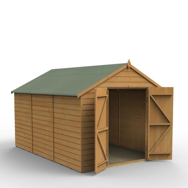 Forest Garden 8x12 Shiplap Dip Treated Apex Shed With Double Door (No Window)
