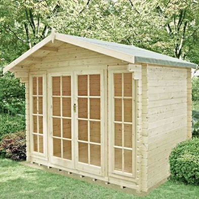 Shire Epping 9' 9" x 5' 10" Apex Log Cabin - Premium 44mm Cladding Tongue & Groove