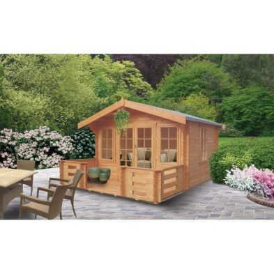 Shire Grizedale 11' 9" x 11' 9" Apex Log Cabin - Premium 28mm Cladding Tongue & Groove
