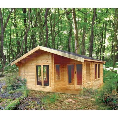 Shire New Forest 19' 4" x 12' 7" Apex Log Cabin - Premium 70mm Cladding Tongue & Groove