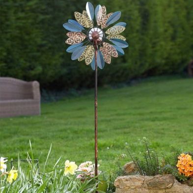 Flower Solar Garden Light Wind spinner Decoration Multicolour LED - 130cm Mistral by Smart Solar