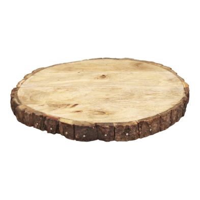 Round Wooden Bark Design Chopping/Serving Board, 30cm.
