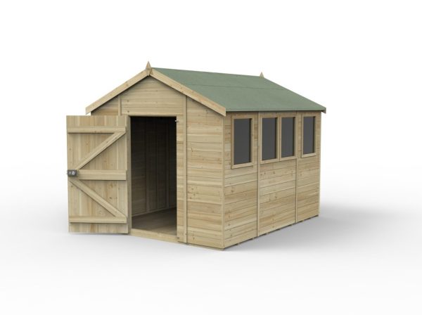 Timberdale 10x8 Tongue and Groove Pressure Treated Apex Wooden Garden Shed (4 Windows)