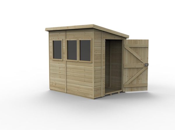 Timberdale 7x5 Tongue and Groove Pressure Treated Pent Wooden Garden Shed (3 Windows)