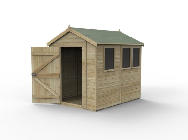 Timberdale 8x6 Tongue and Groove Pressure Treated Apex Wooden Garden Shed (3 Windows / Installation Included)
