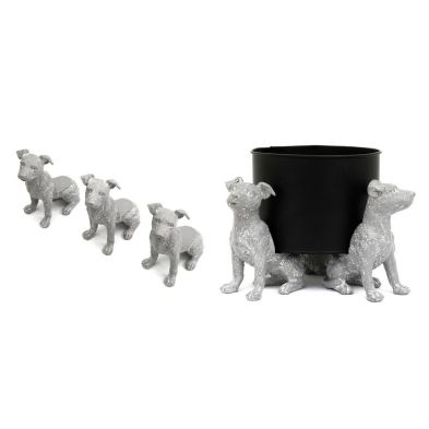 Set of Grey Dog Pot Risers