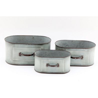 Three Oval Planters with Handles