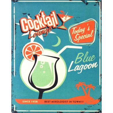 Vintage Metal Sign - Blue Lagoon Cocktail Lounge