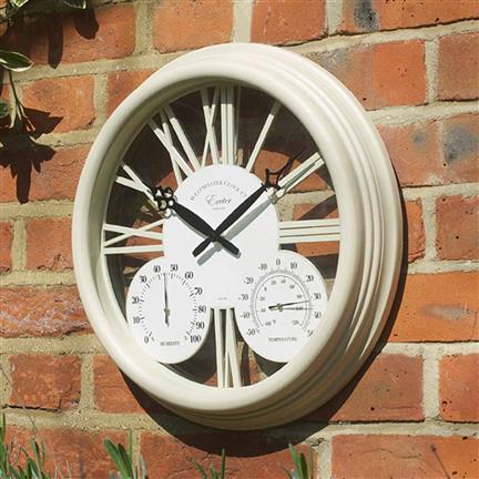 15inch Cream Exeter Wall Clock & Thermometer