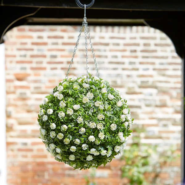 ENJOi 30cm Topiary White Rose Ball