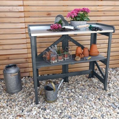 Zinc Plated Top Garden Potting Table by Promex