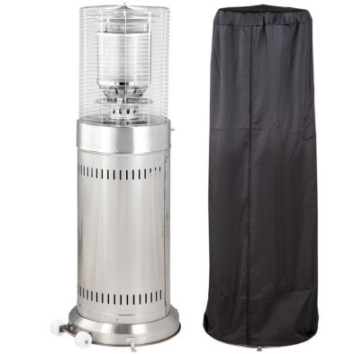 Outsunny 10Kw Outdoor Gas Patio Heater Terrace Freestanding Bullet Style Heater With Wheels