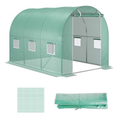 Outsunny 10X7 Ft Greenhouse Replacement Cover For Tunnel Walk-In Greenhouse With Windows Door