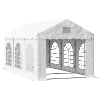 Outsunny 3 X 6 M Marquee Gazebo With Sides Party Tent Canopy & Carport Shelter For Outdoor Event Wedding White