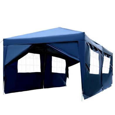 Outsunny 3 X 6M Garden Pop Up Gazebo Height Adjustable Marquee Party Tent Wedding Water Resistant Awning Canopy With Free Storage Bag Blue