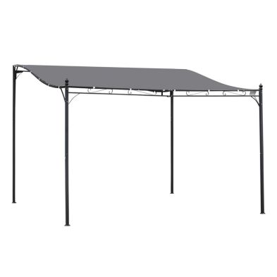 Outsunny 4 X 3 Meters Canopy Metal Wall Gazebo Awning Garden Marquee Shelter Door Porch - Grey