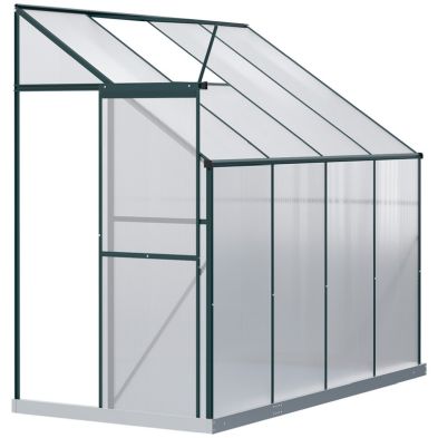 Outsunny 8 X 4Ft Walk-In Lean To Greenhouse Garden Heavy Duty Aluminium Polycarbonate With Roof Vent For Plants Herbs Vegetables