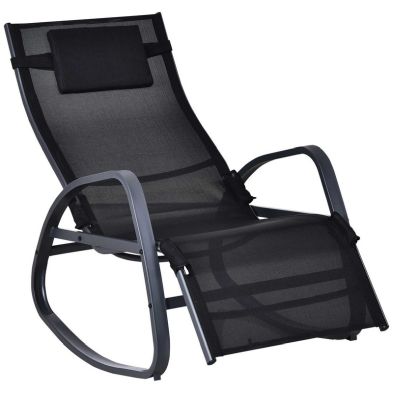 Outsunny Garden Rocking Chair With 5-Level Adjustable Backrest
