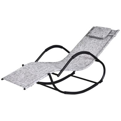 Outsunny Steel Frame Zero Gravity Rocking Lounge Chair With Pillow Grey