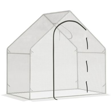 Outsunny Walk-In Portable Greenhouse Mini Grown House With Steel Frame Window Plants