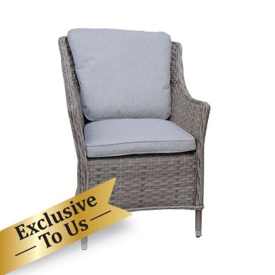 Arles Full Round Weave Rattan Garden Dining Chair by Croft with Grey