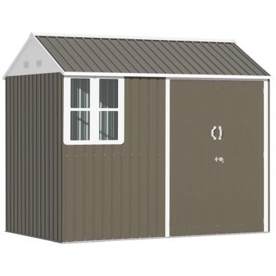 Barn 8 x 6' Double Door Reverse Apex Garden Shed With Window & Air Vents Steel Grey by Steadfast