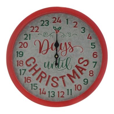 Red & Green Wooden Days Countdown Advent Calendar Clock 36cm