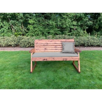 Scandinavian Redwood Garden Bench by Charles Taylor - 3 Seats Grey Cushions