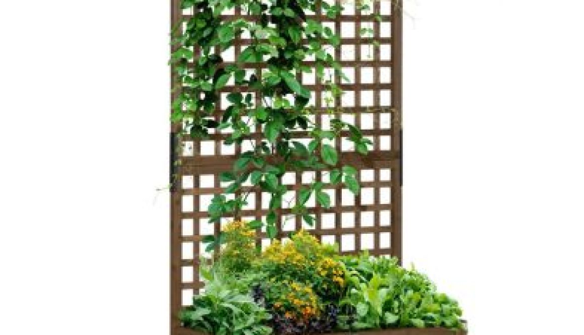 Outsunny Wood Planter with Trellis for Vine Climbing