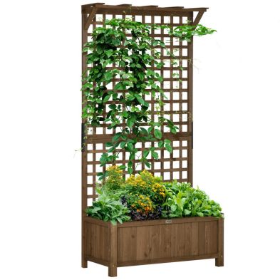 Outsunny Wood Planter with Trellis for Vine Climbing