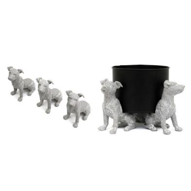 3x Dog Pot Riser Polyresin Grey - 13cm