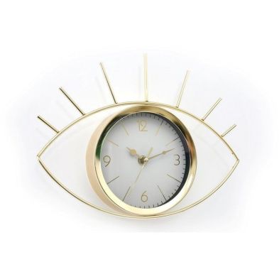 Eye Clock Metal Gold Wall Mounted Battery Powered - 30cm