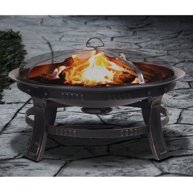 Barcelona Rubbed Bronze Fire Pit By Croft