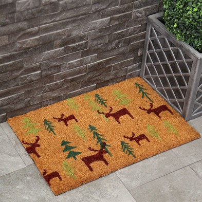Doormat Christmas Decoration Light Brown with Forest Pattern - 60cm by Wensum