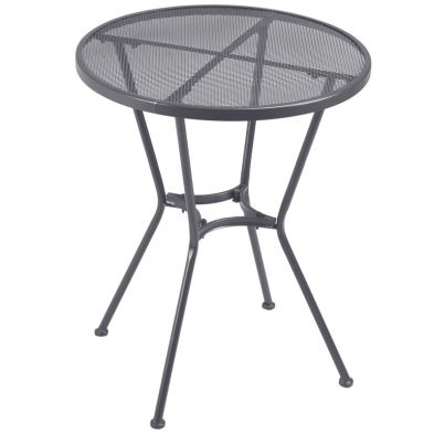 Outsunny 60cm Round Garden Dining Table Metal Outside Bistro Table with Mesh Tabletop for Garden Balcony Deck