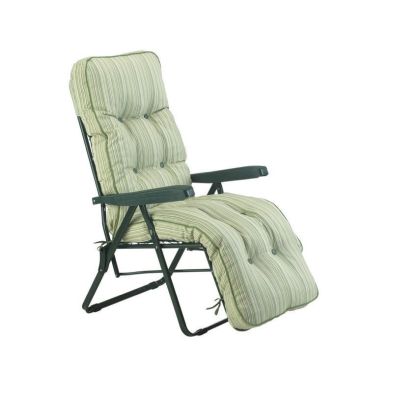 Cotswold Garden Folding Sun Lounger by Glendale with Sage Cushions