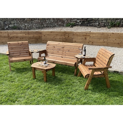 Garden Furniture Set by Charles Taylor - 1 Bench 2 Chair 2 Angled Tray Curved Coffee Table