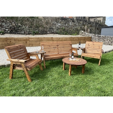 Garden Furniture Set by Charles Taylor - 1 Bench 2 Chair 2 Angled Tray Round Coffee Table
