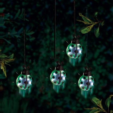 Green Ladybird Solar Garden Light Ornament Decoration 6 White LED - 16cm by Bright Garden